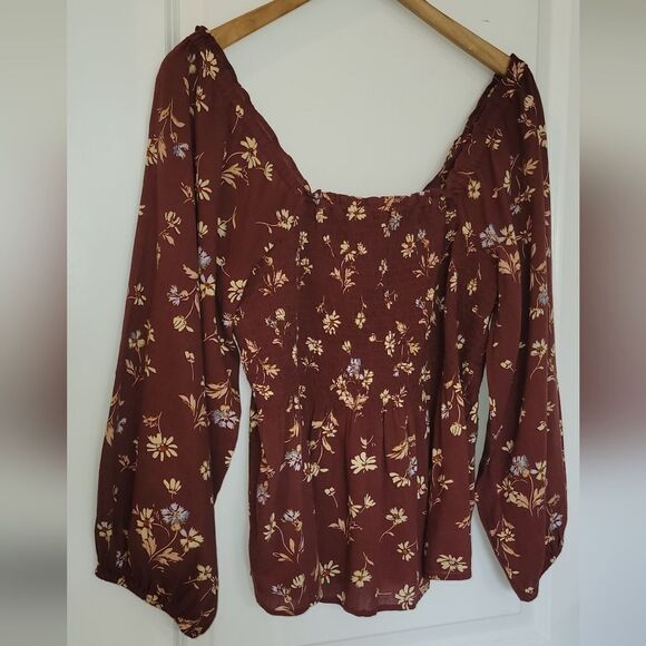 Madewell Lucie Smocked Square Neck Cotton Floral Cottage Top 10 - Picture 3 of 15